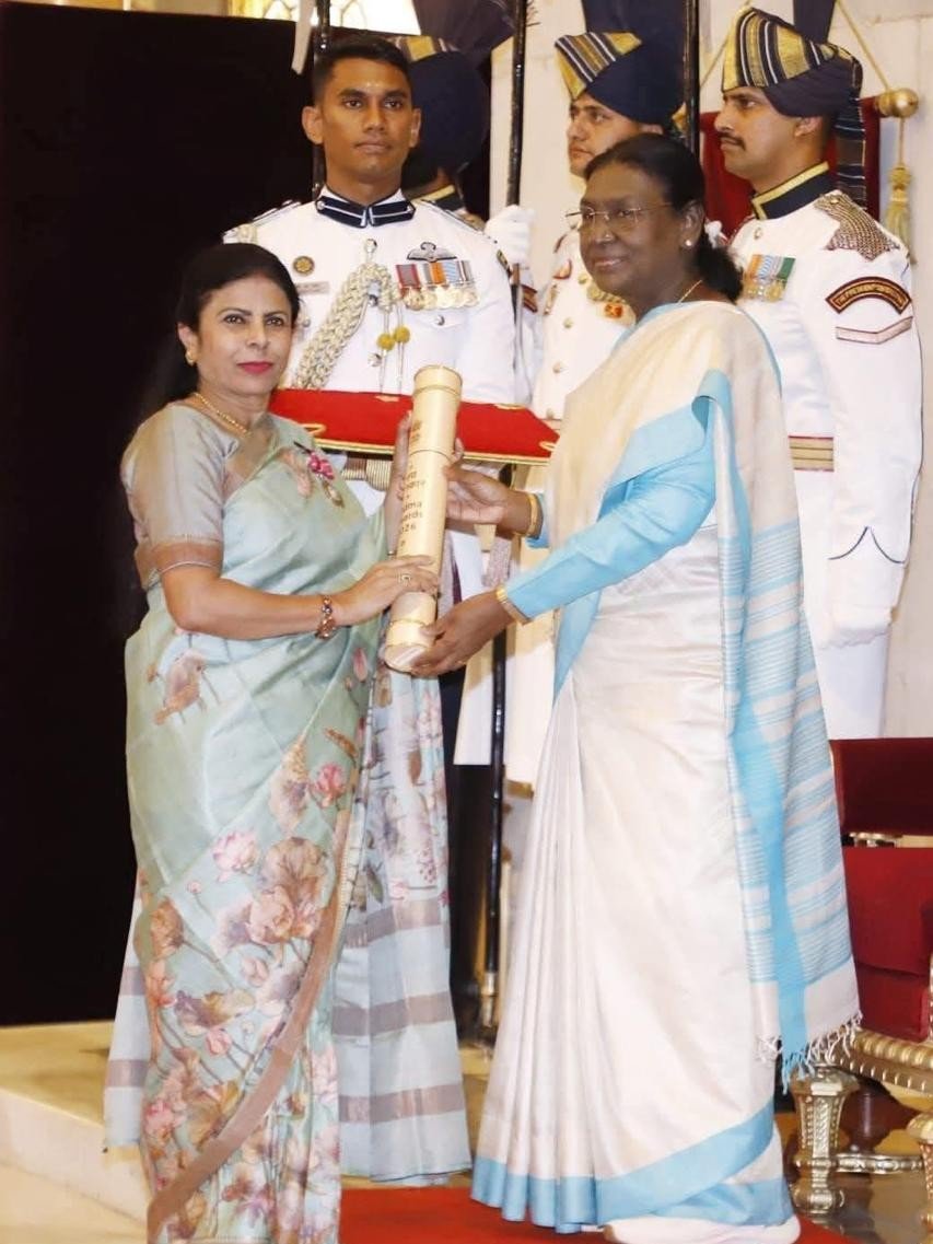 Tripti Mukherjee receiving Padma Shri recognition